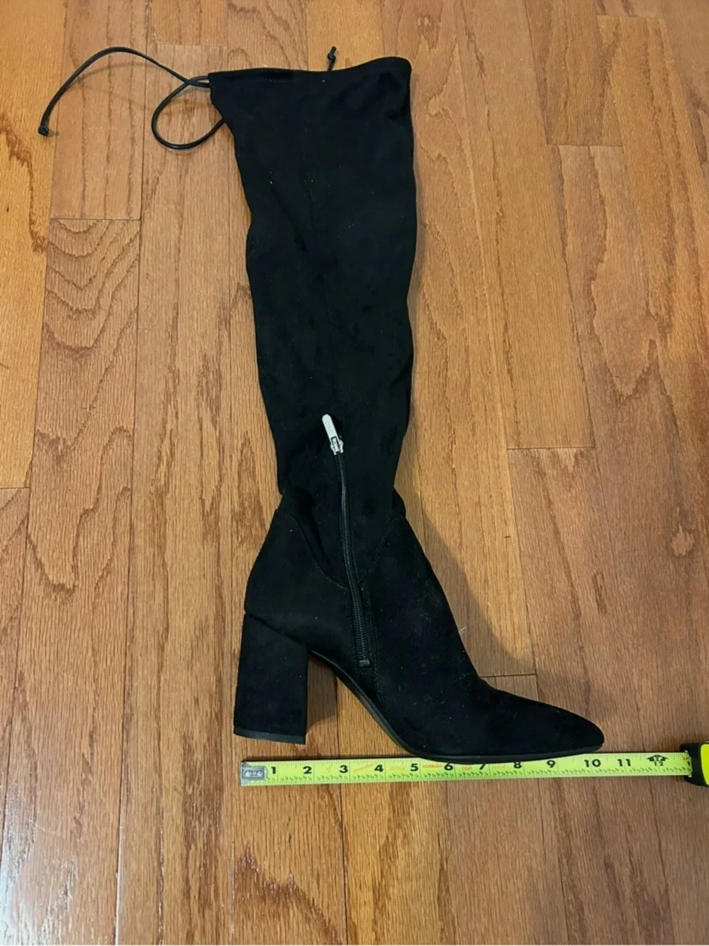 Circus By Sam Edelman Black Over The Knee Boots Chunky Heel Tie Back 8